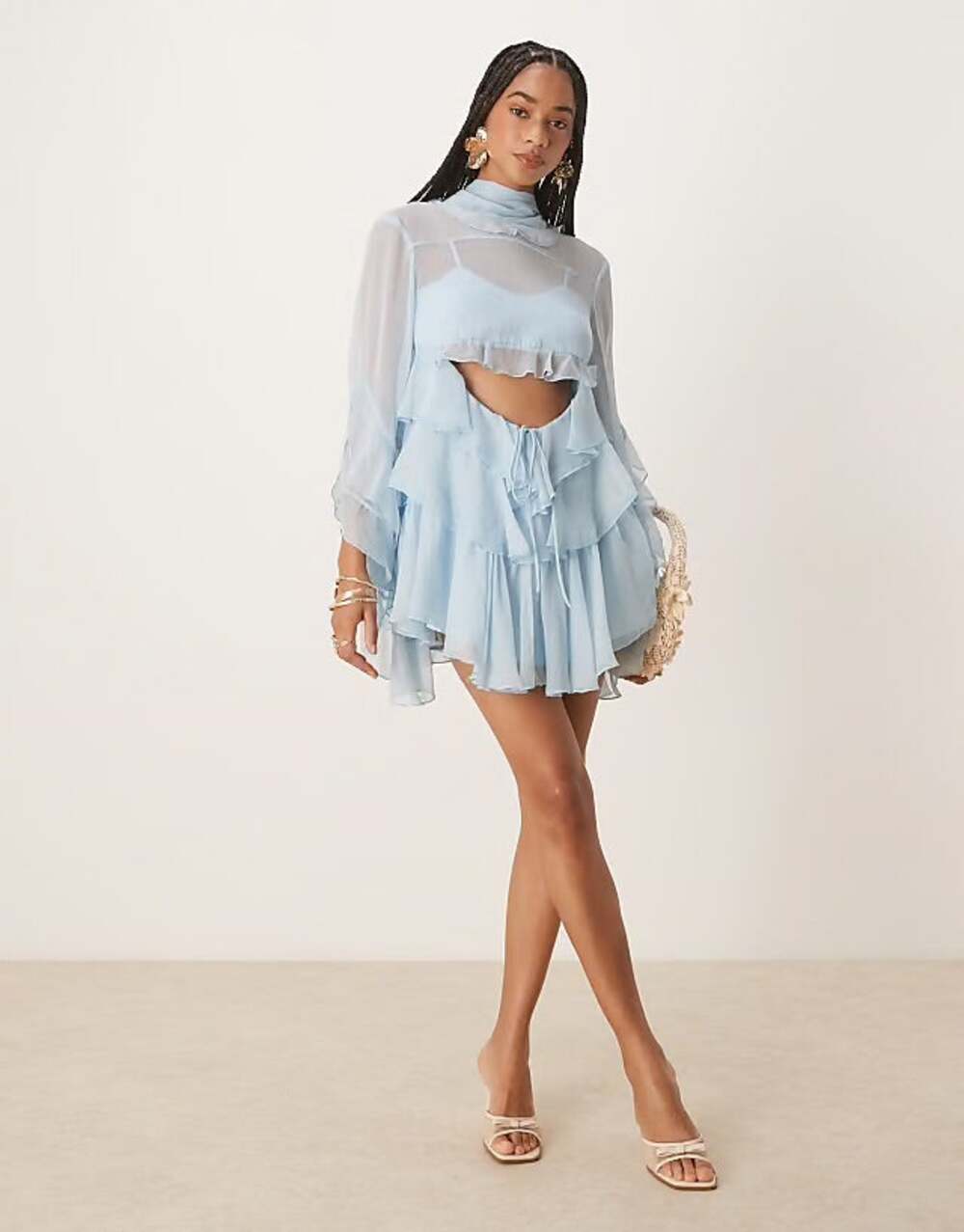 Anyssa Ruffle Mini Dress womans 12